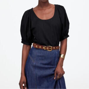 MADEWELL Relaxed Scoop neck Puff-Sleeve Top Size Medium